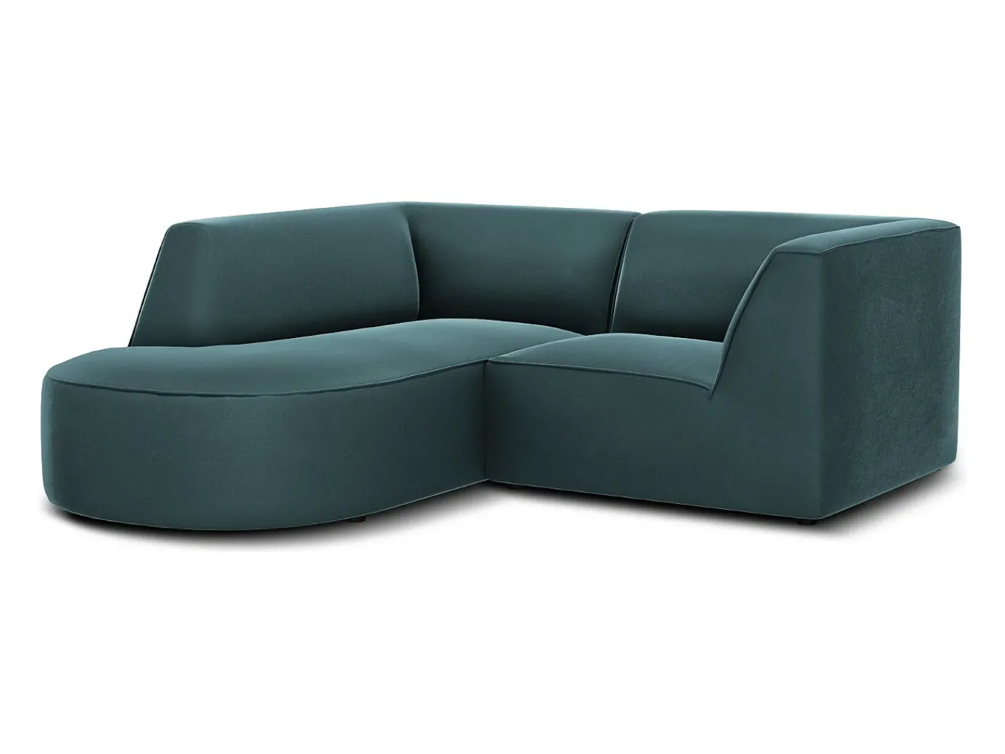 CXL by Christian Lacroix - Sofá de canto esquerdo "Charles" 3 lugares em veludo azul - 186x180x69cm