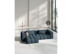 CXL by Christian Lacroix - Sofá modular de canto esquerdo "Lorella" 3 lugares em tecido estrutural azul escuro - 260x145x70cm