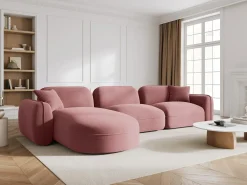 CXL by Christian Lacroix - Sofá modular de canto esquerdo "Lucien" 4 lugares em veludo salmão - 320x165x70cm