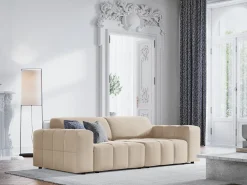CXL by Christian Lacroix - Sofá "Luc" 3 lugares em veludo bege claro - 204x102x70cm