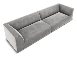 CXL by Christian Lacroix - Sofá "Charles" 4 lugares em veludo cinza claro - 302x93x69cm