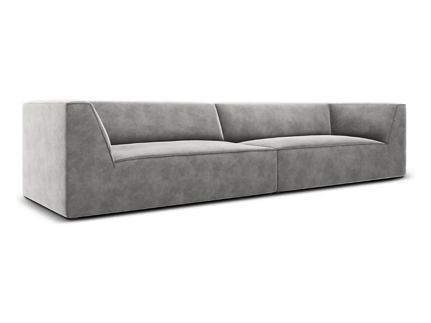 CXL by Christian Lacroix - Sofá "Charles" 4 lugares em veludo cinza claro - 302x93x69cm