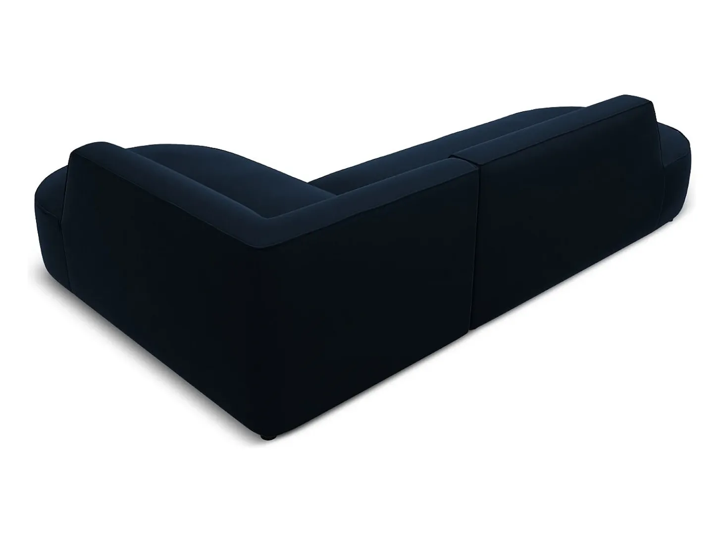 CXL by Christian Lacroix - Sofá de canto direito "Charles" 4 lugares em veludo azul escuro - 273x180x69cm