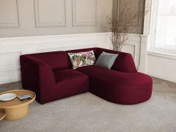 CXL by Christian Lacroix - Sofá de canto direito "Charles" 3 lugares em veludo vermelho - 186x180x69cm
