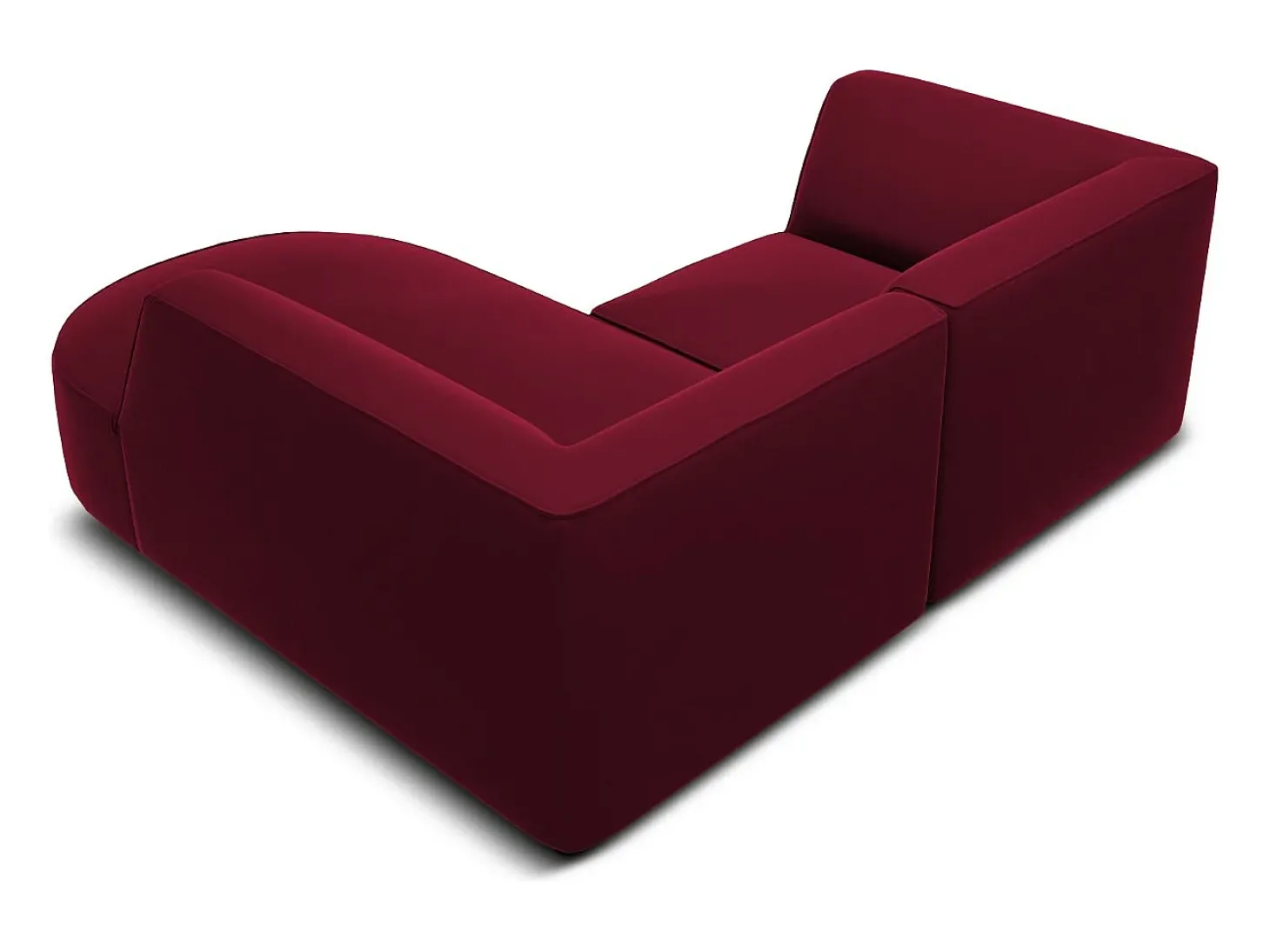 CXL by Christian Lacroix - Sofá de canto direito "Charles" 3 lugares em veludo vermelho - 186x180x69cm