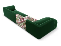 CXL by Christian Lacroix - Sofá de canto esquerdo "Charles" 5 lugares em veludo padrão de rosas de jardim, verde - 366x180x69cm
