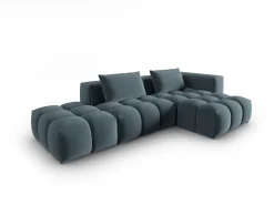 CXL by Christian Lacroix - Sofá modular de canto direito "Lorella" 4 lugares em veludo azul pastel - 265x145x70cm