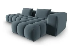 CXL by Christian Lacroix - Sofá modular de canto direito "Lorella" 4 lugares em veludo azul pastel - 265x145x70cm