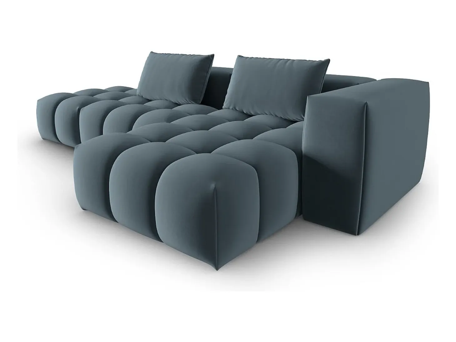 CXL by Christian Lacroix - Sofá modular de canto direito "Lorella" 4 lugares em veludo azul pastel - 265x145x70cm
