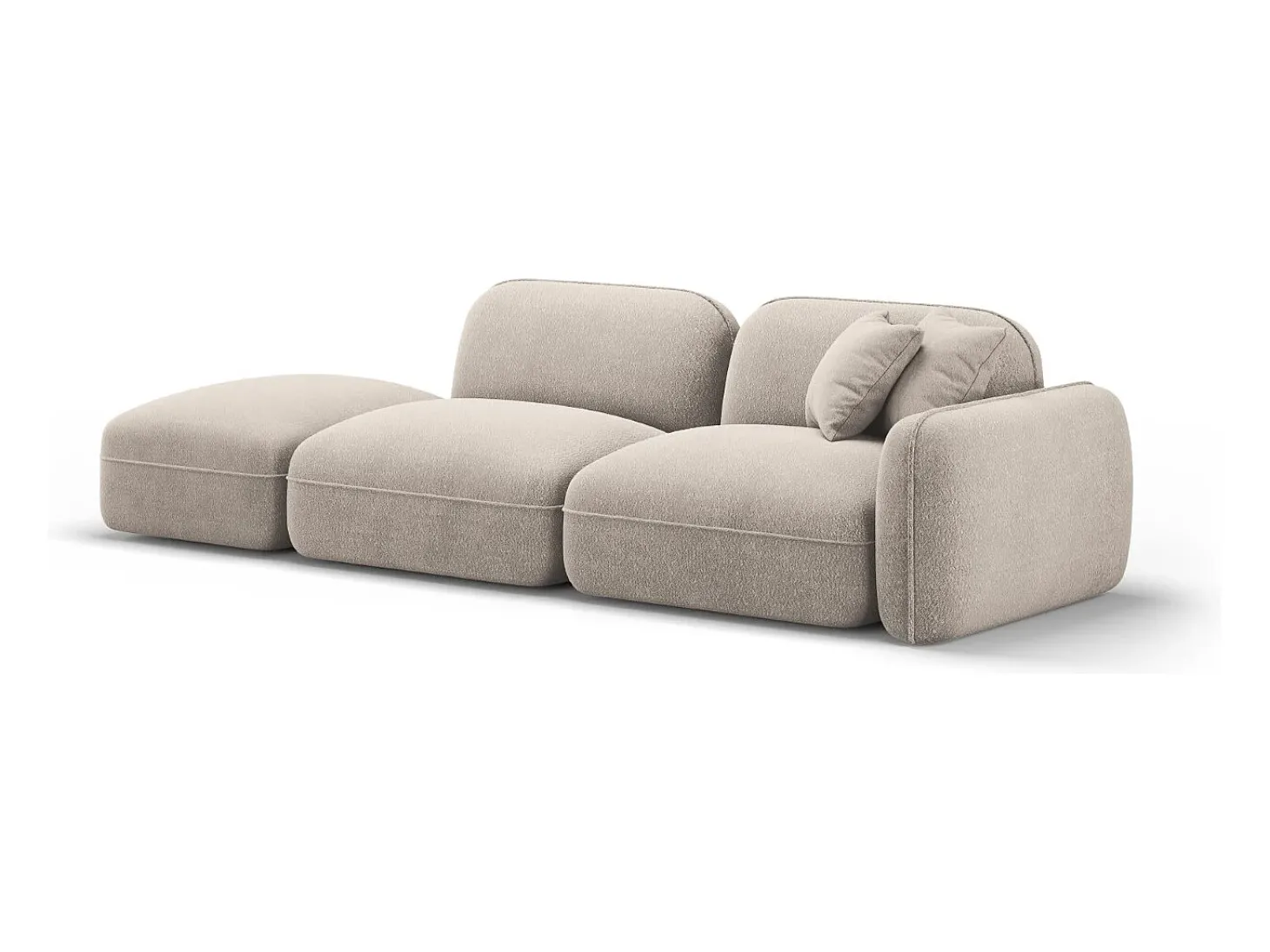 CXL by Christian Lacroix - Sofá modular virado para a esquerda "Lucien" 3 lugares em veludo bege escuro - 295x90x70cm
