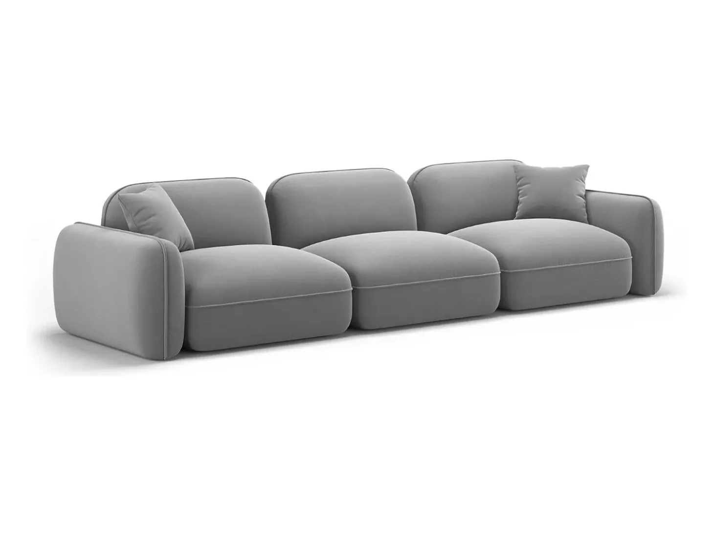 CXL by Christian Lacroix - Sofá modular "Lucien" 4 lugares em veludo cinza claro - 320x90x70cm