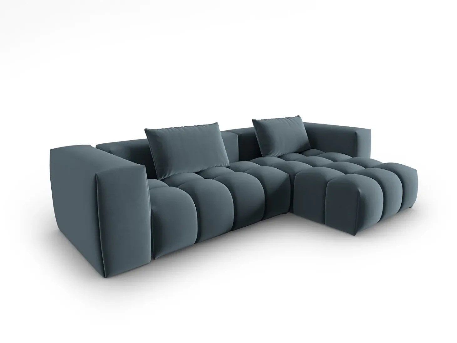 CXL by Christian Lacroix - Sofá modular de canto direito "Lorella" 3 lugares em veludo azul pastel - 260x145x70cm