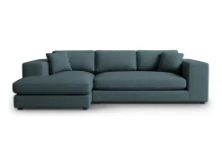 CXL by Christian Lacroix - Sofá de canto esquerdo "Tendance" 5 lugares em veludo cotelê azul - 282x174x72cm