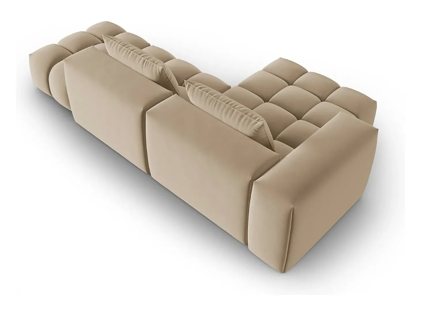 CXL by Christian Lacroix - Sofá modular de canto esquerdo "Lorella" 4 lugares em veludo areia - 265x145x70cm