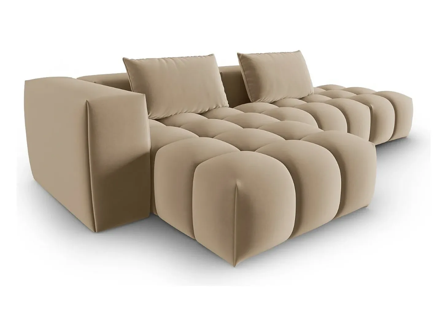 CXL by Christian Lacroix - Sofá modular de canto esquerdo "Lorella" 4 lugares em veludo areia - 265x145x70cm