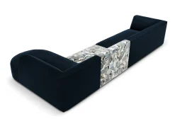 CXL by Christian Lacroix - Sofá de canto direito "Charles" 5 lugares em veludo padrão jardim: azul-claro, azul-escuro - 366x180x69cm