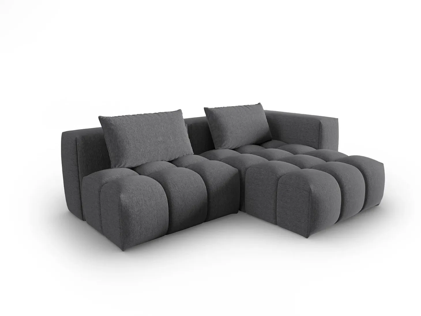 CXL by Christian Lacroix - Sofá modular de canto direito "Lorella" 3 lugares em tecido estrutural cinza - 205x145x70cm