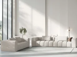 CXL by Christian Lacroix - Sofá modular "Lorella" 3 lugares em tecido estrutural bege - 230x85x70cm