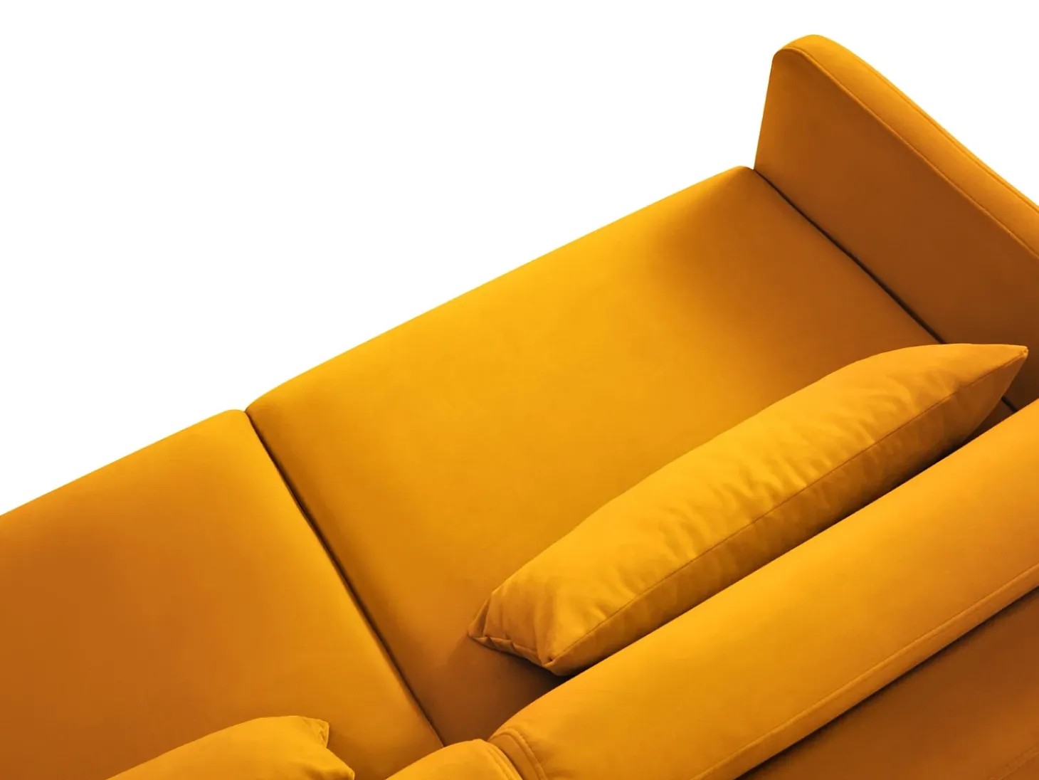 CXL by Christian Lacroix - Sofá-cama de canto direito "Yanis" 4 lugares em veludo amarelo - 260x170x80cm