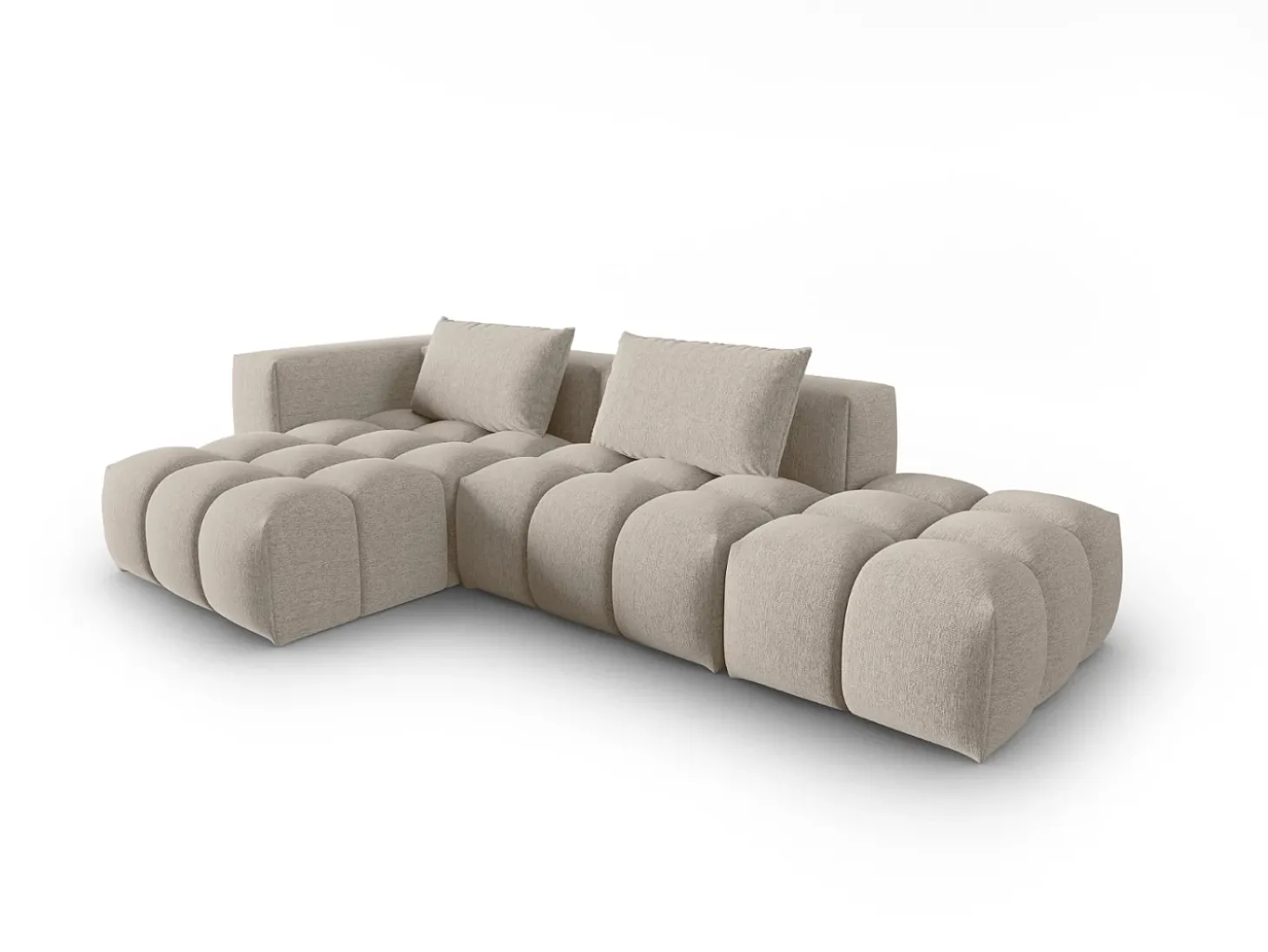 CXL by Christian Lacroix - Sofá modular de canto esquerdo "Lorella" 4 lugares em tecido estrutural areia - 265x145x70cm
