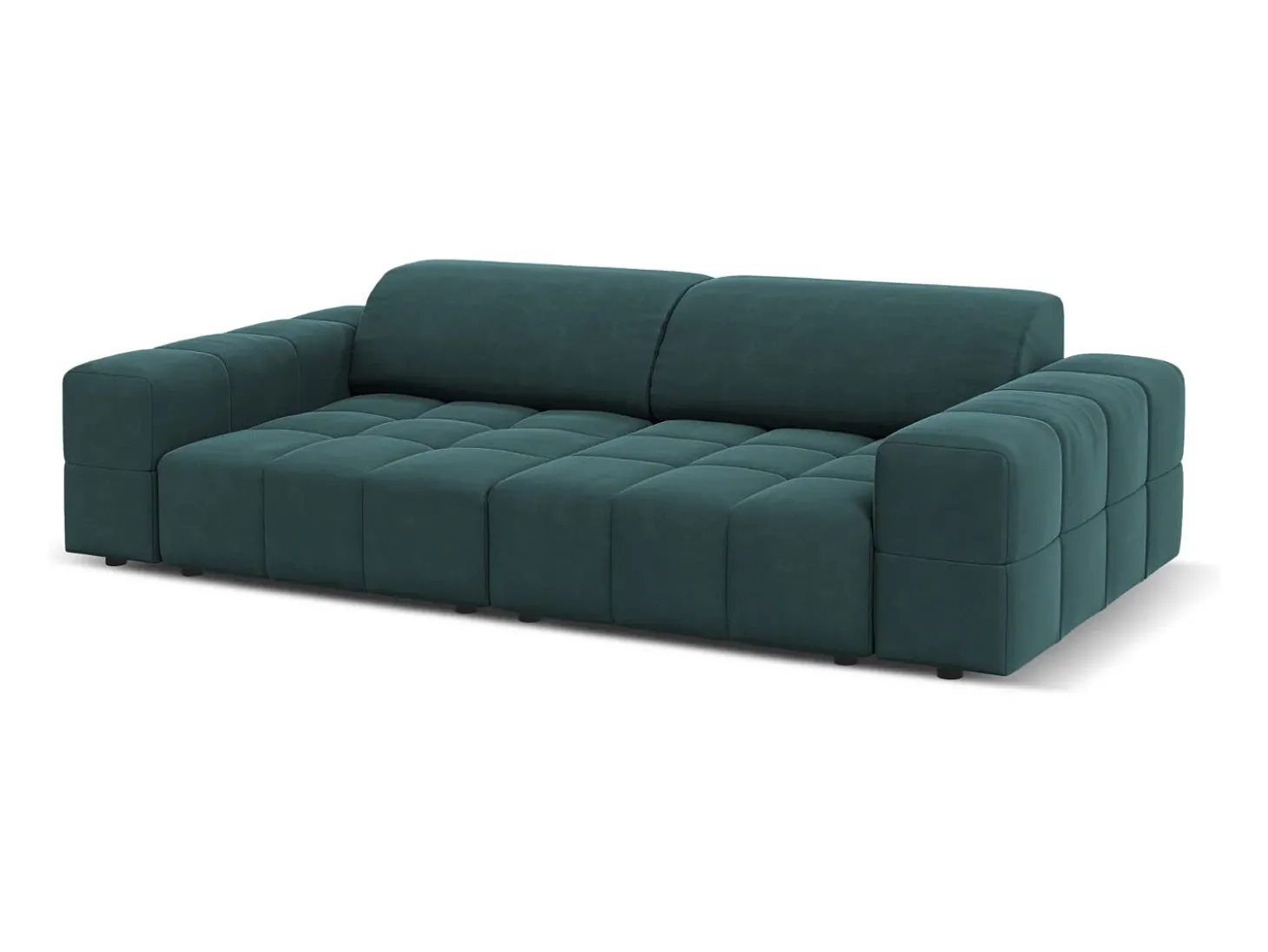 CXL by Christian Lacroix - Sofá "Luc" 3 lugares em veludo petróleo - 204x102x70cm