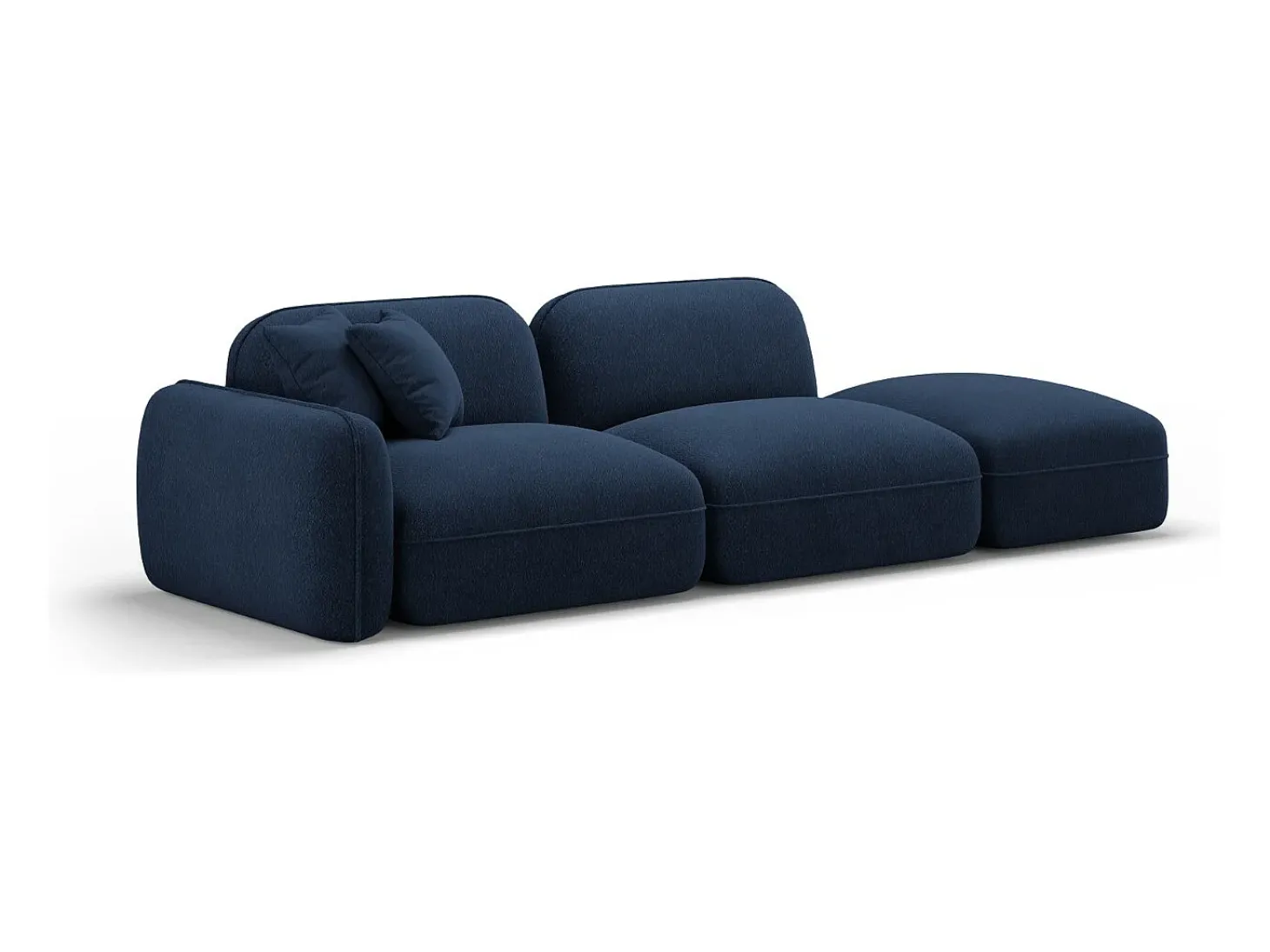 CXL by Christian Lacroix - Sofá modular direito "Lucien" 3 lugares em veludo azul escuro - 295x90x70cm