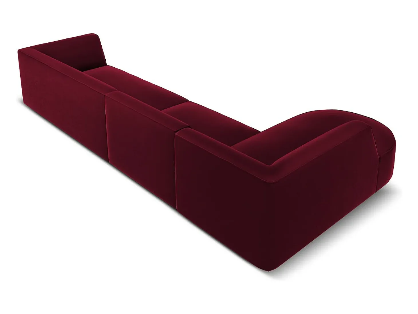 CXL by Christian Lacroix - Sofá de canto esquerdo "Charles" 5 lugares em veludo vermelho - 366x180x69cm