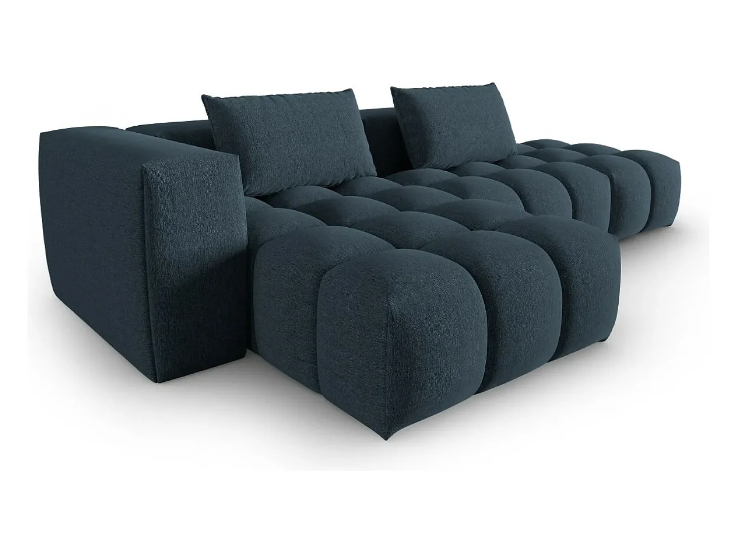 CXL by Christian Lacroix - Sofá modular de canto esquerdo "Lorella" 4 lugares em tecido estrutural azul escuro - 265x145x70cm