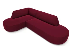 CXL by Christian Lacroix - Sofá de canto esquerdo "Charles" 4 lugares em veludo vermelho - 273x180x69cm