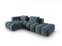 CXL by Christian Lacroix - Sofá modular de canto esquerdo "Lorella" 4 lugares em veludo azul pastel - 265x145x70cm