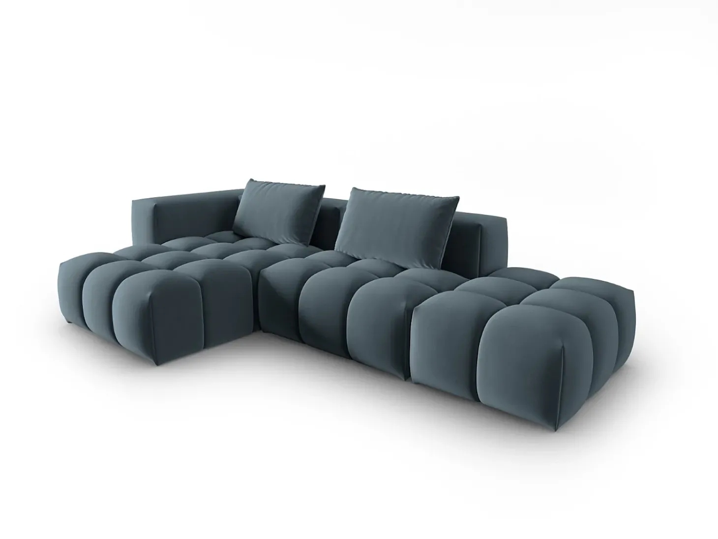 CXL by Christian Lacroix - Sofá modular de canto esquerdo "Lorella" 4 lugares em veludo azul pastel - 265x145x70cm