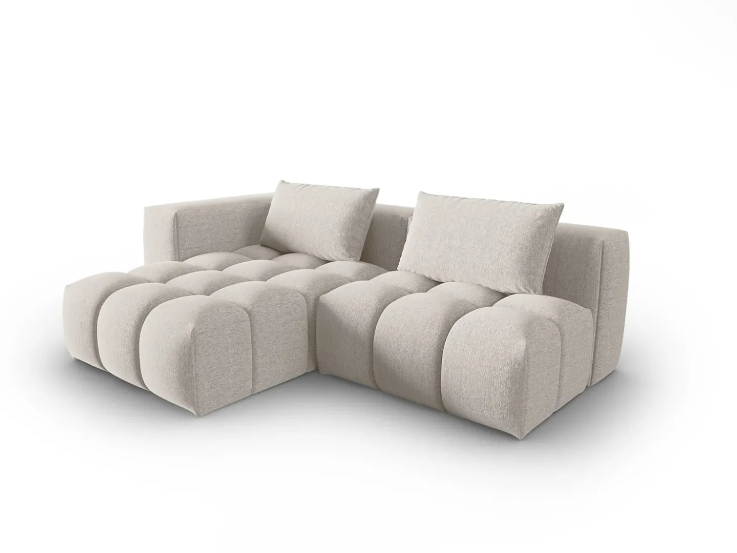 CXL by Christian Lacroix - Sofá modular de canto esquerdo "Lorella" 3 lugares em tecido estrutural bege - 205x145x70cm