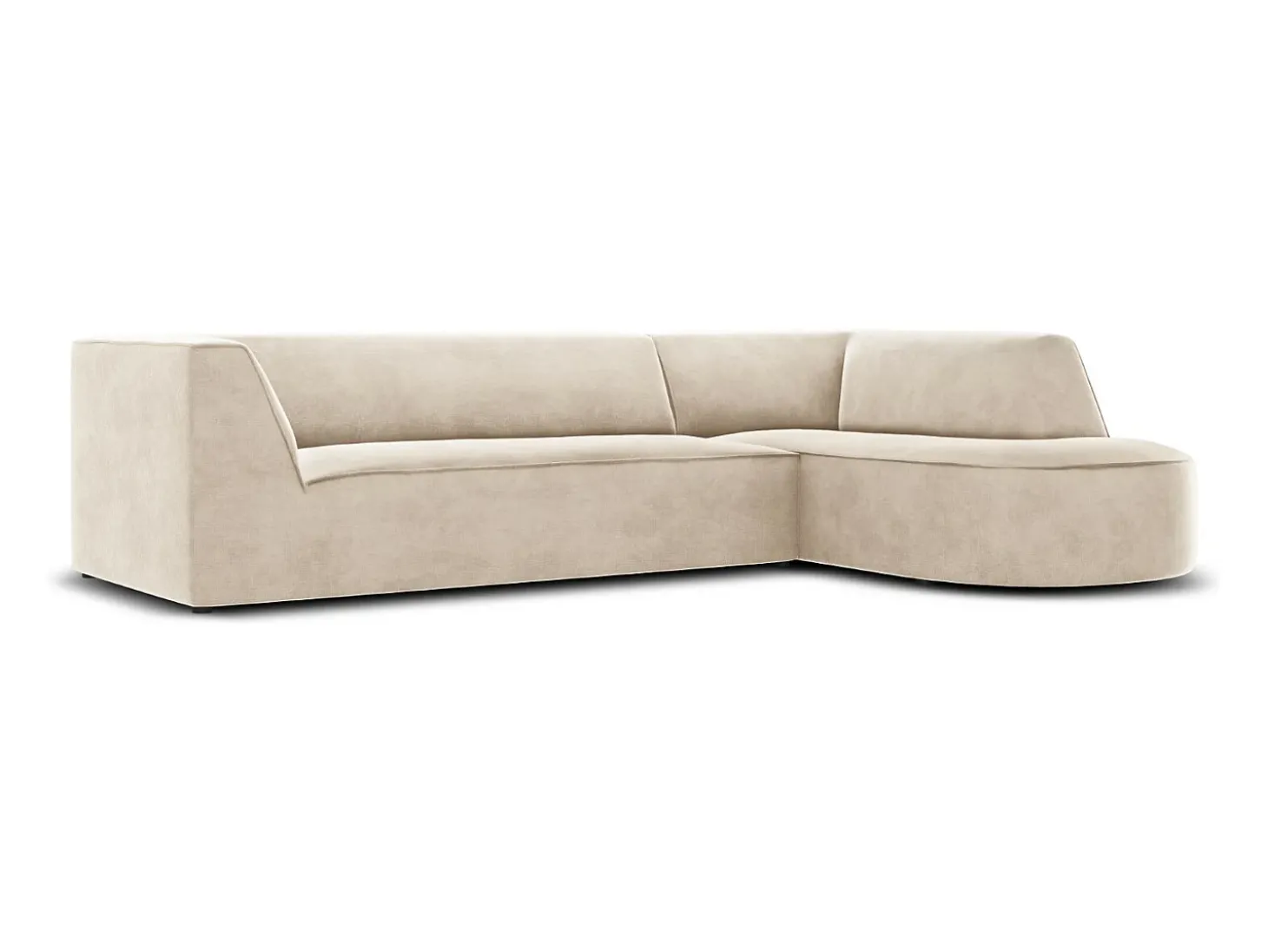 CXL by Christian Lacroix - Sofá de canto direito "Charles" 4 lugares em veludo bege claro - 273x180x69cm