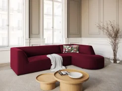 CXL by Christian Lacroix - Sofá de canto direito "Charles" 4 lugares em veludo vermelho - 273x180x69cm