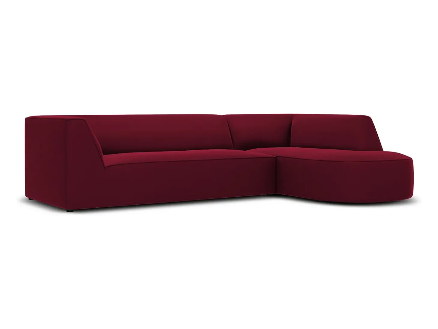 CXL by Christian Lacroix - Sofá de canto direito "Charles" 4 lugares em veludo vermelho - 273x180x69cm