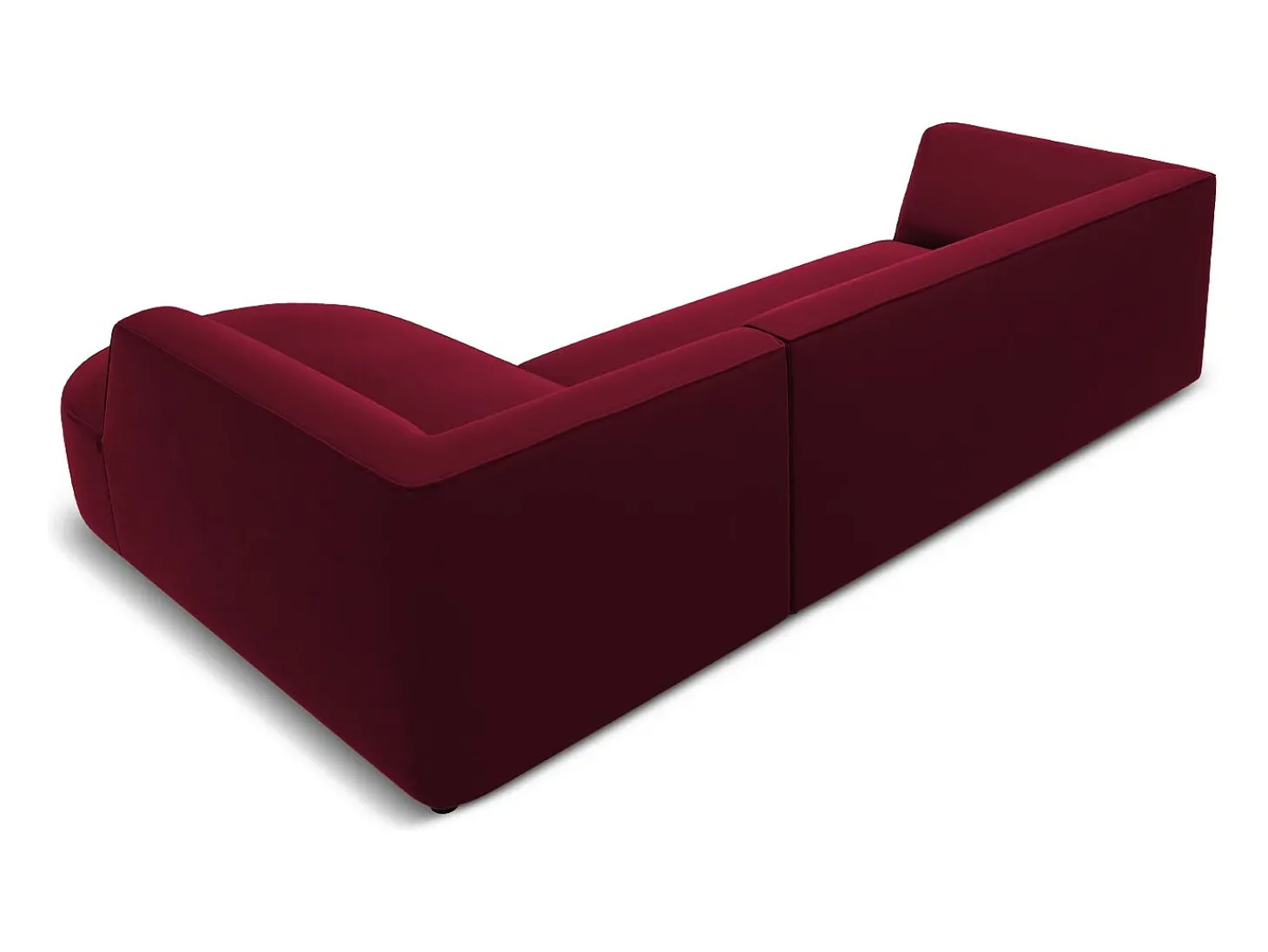 CXL by Christian Lacroix - Sofá de canto direito "Charles" 4 lugares em veludo vermelho - 273x180x69cm