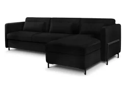 CXL by Christian Lacroix - Sofá-cama de canto direito "Yanis" 4 lugares em veludo preto - 260x170x80cm