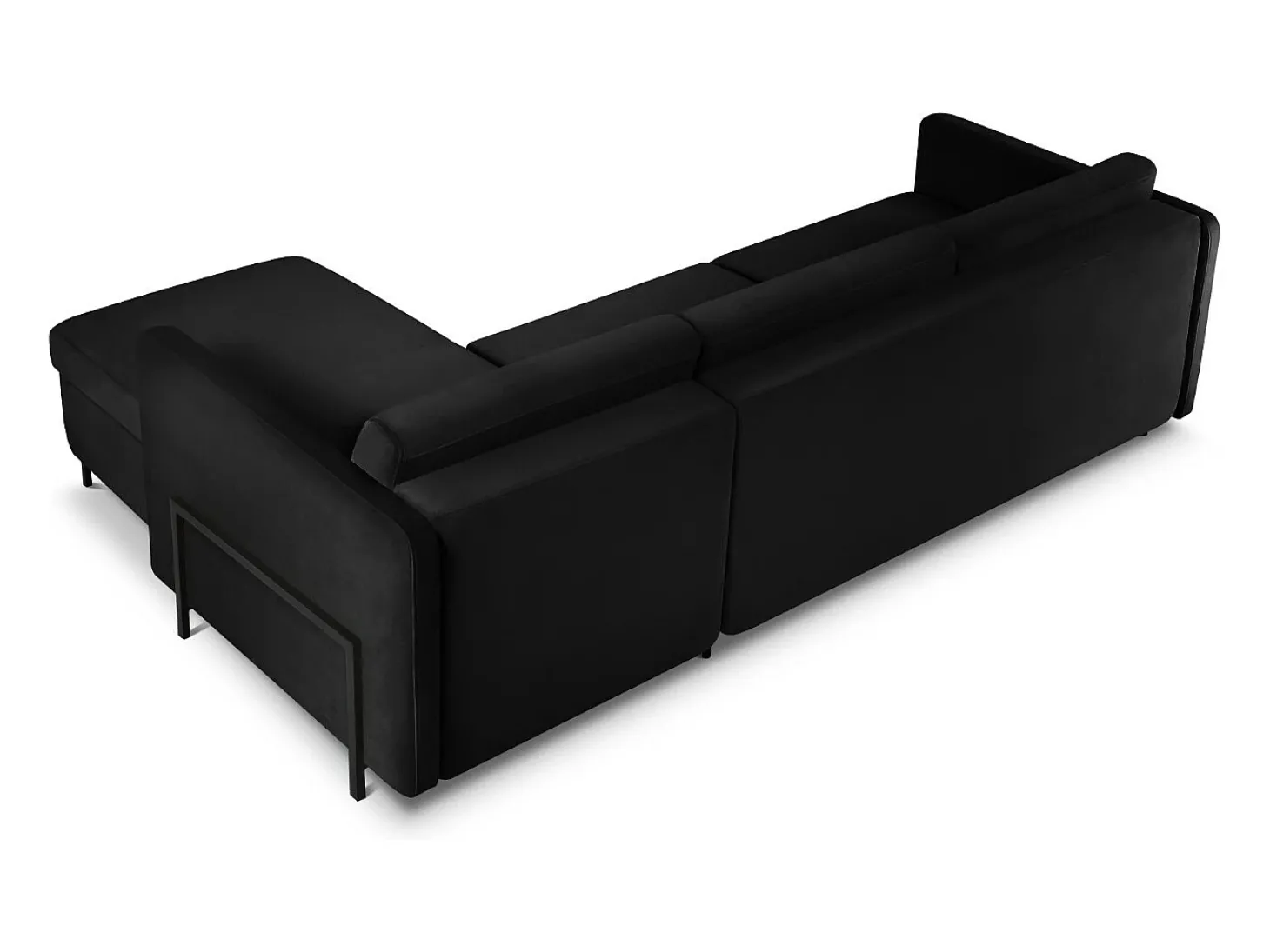 CXL by Christian Lacroix - Sofá-cama de canto direito "Yanis" 4 lugares em veludo preto - 260x170x80cm