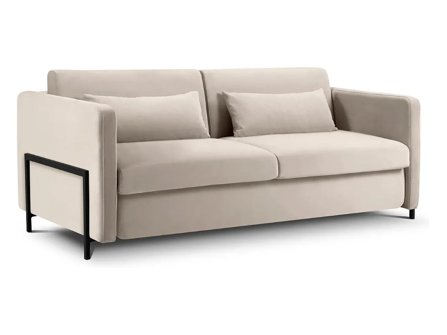 CXL by Christian Lacroix - Sofá-cama "Yanis" 2 lugares em veludo bege - 182x102x80cm