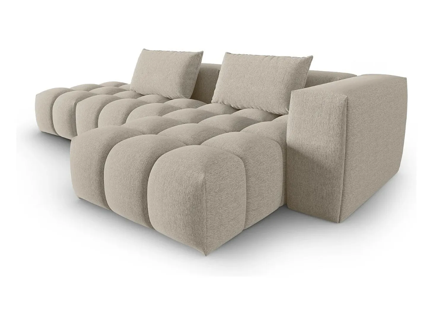 CXL by Christian Lacroix - Sofá modular de canto direito "Lorella" 4 lugares em tecido estrutural areia - 265x145x70cm