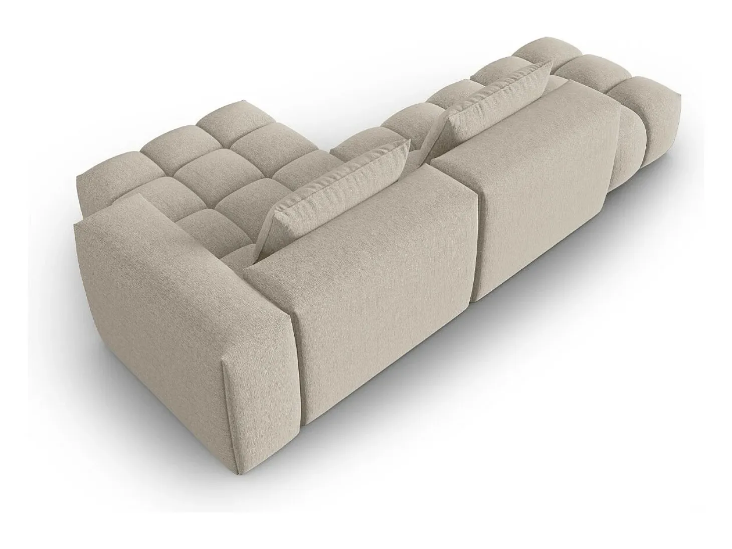 CXL by Christian Lacroix - Sofá modular de canto direito "Lorella" 4 lugares em tecido estrutural areia - 265x145x70cm