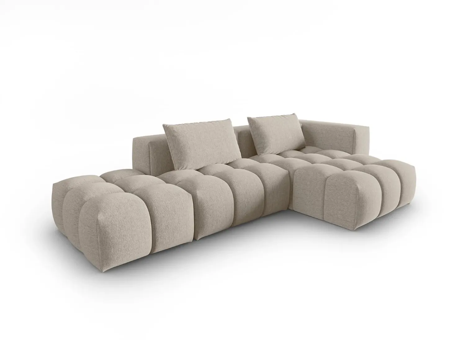 CXL by Christian Lacroix - Sofá modular de canto direito "Lorella" 4 lugares em tecido estrutural areia - 265x145x70cm