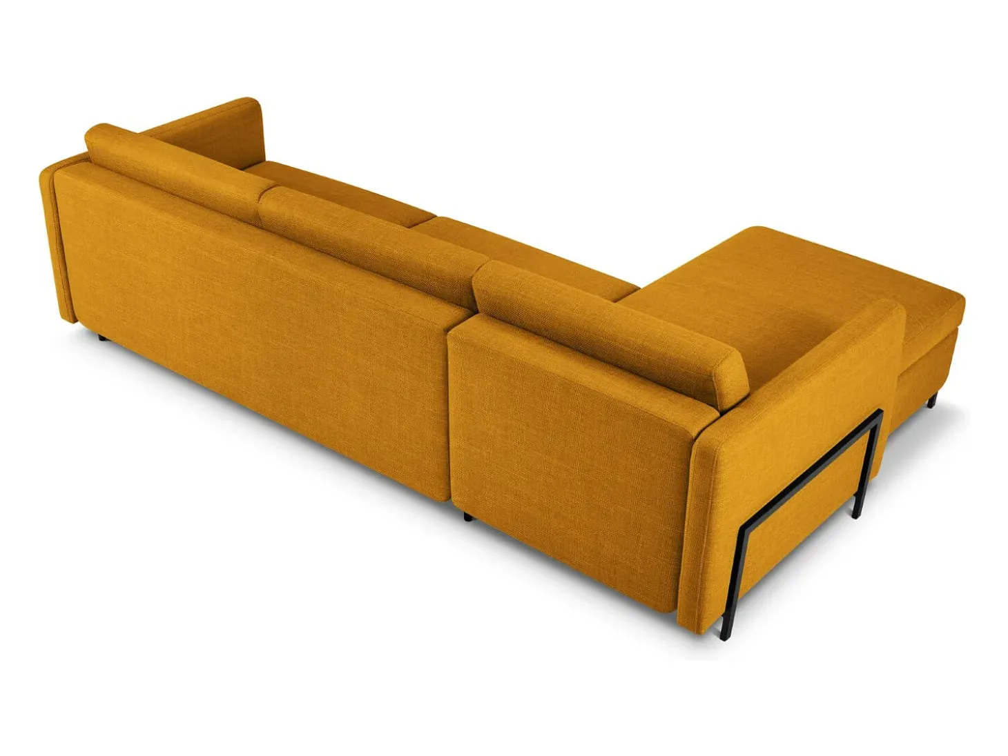 CXL by Christian Lacroix - Sofá convertível de canto esquerdo com caixa de arrumação "Yanis" 5 lugares em tecido estrutural dourado - 280x170x80cm