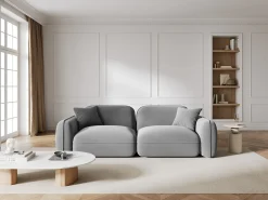 CXL by Christian Lacroix - Sofá modular "Lucien" 3 lugares em veludo cinza claro - 230x90x70cm