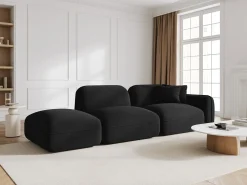 CXL by Christian Lacroix - Sofá modular virado para a esquerda "Lucien" 3 lugares em veludo preto - 295x90x70cm