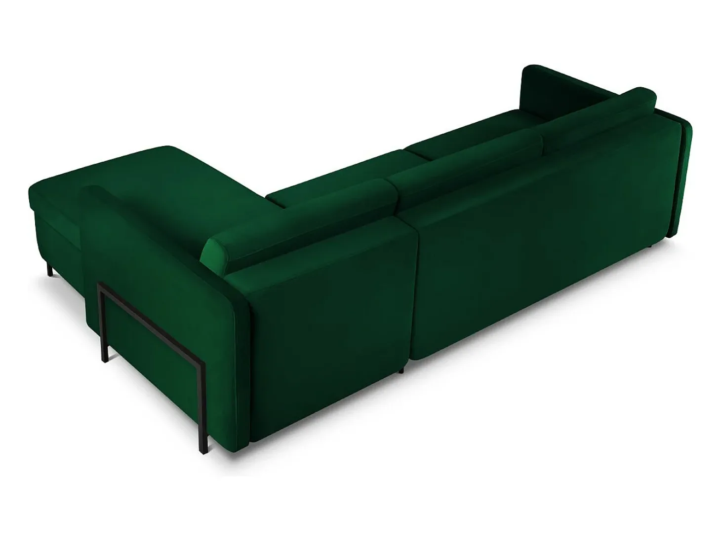 CXL by Christian Lacroix - Sofá-cama de canto direito "Yanis" 4 lugares em veludo verde garrafa - 260x170x80cm