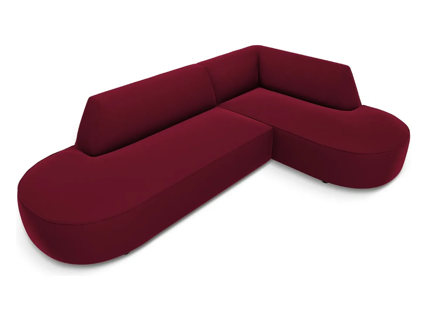 CXL by Christian Lacroix - Sofá de canto direito "Charles" 4 lugares em veludo vermelho - 273x180x69cm
