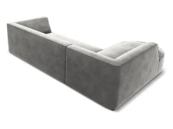 CXL by Christian Lacroix - Sofá de canto esquerdo "Charles" 4 lugares em veludo cinza claro - 273x180x69cm
