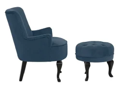 Dallas | Poltrona + banqueta em veludo azul