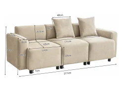 Design moderno, sofá de 3 lugares, sofá lounge, com almofadas decorativas, tecido chenille